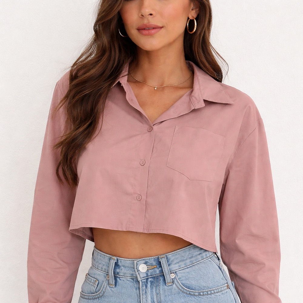 Marshalls Mauve Cropped Button-Down Shirt